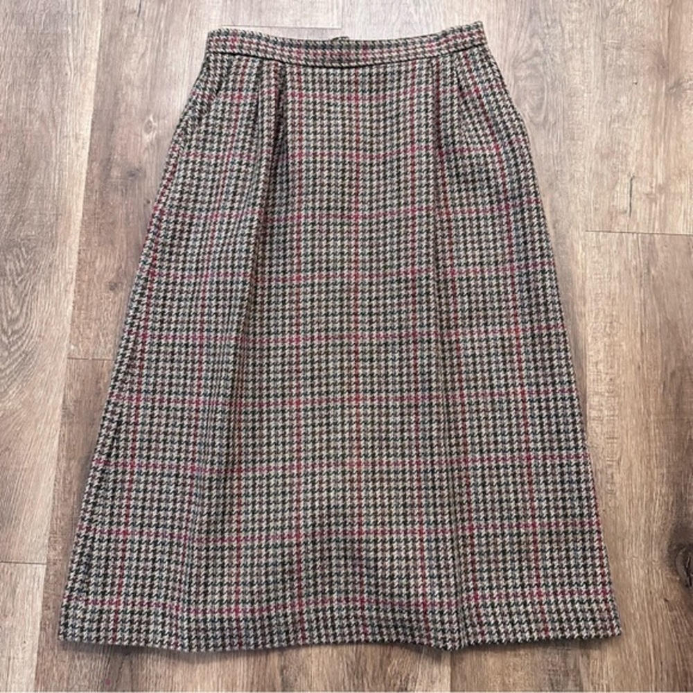 Vtg Harrington Tweed Wool Blazer Skirt Suit Pockets Jacket Size 12 Plaid 70s - Picture 11 of 16